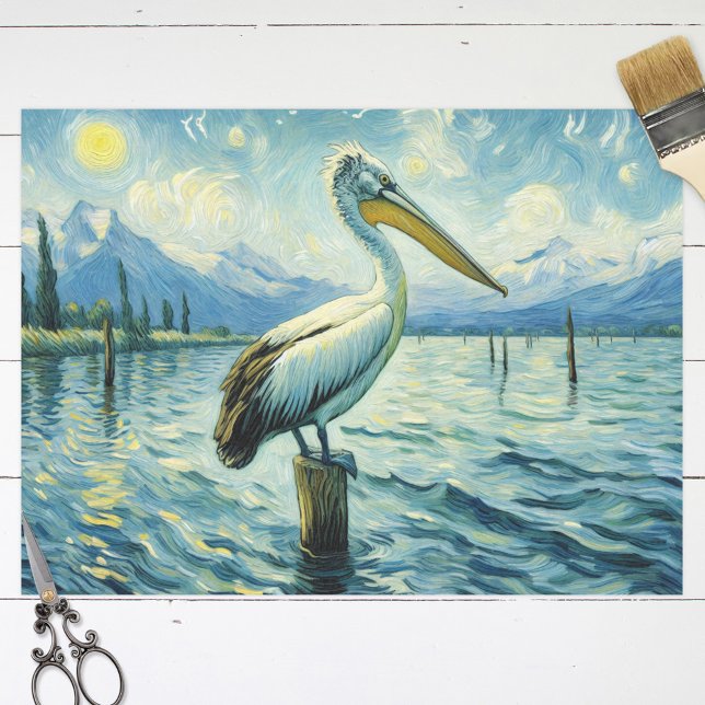 Papel De Seda Pelican Perch Sobre A Decodificação De Pintura De  (Criador carregado)