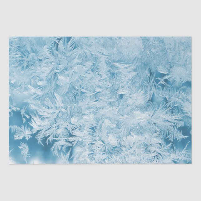 Papel De Seda penas abstrato azuis e flocos de neve (Frente )