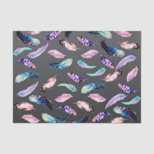 Papel De Seda Penas de Aquarela Padrão de Cinza