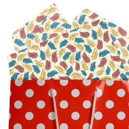 Papel De Seda Penas de desenhos vermelhos, azuis e amarelos em c