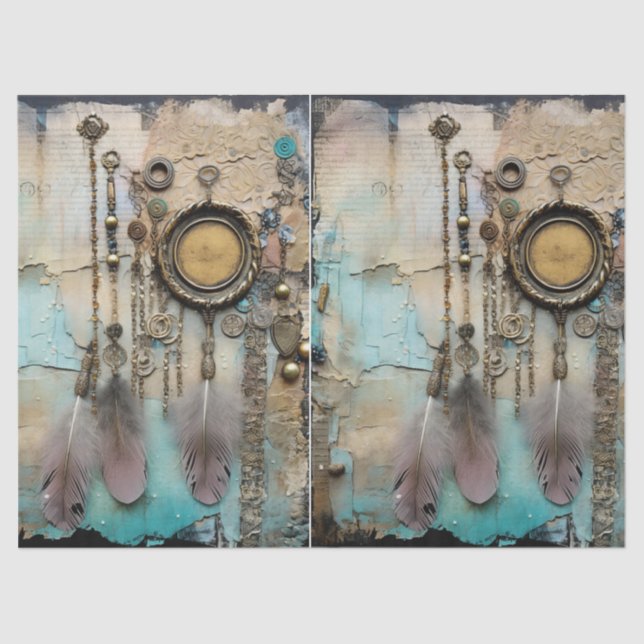 Papel De Seda Penas de Detecção de Sonhos BoHo (Frente )