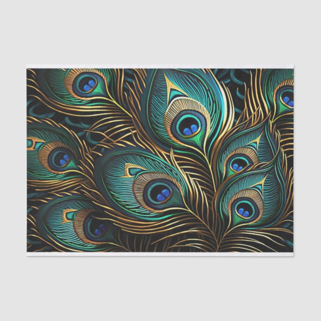 Papel De Seda Penas de Peacock (Frente )