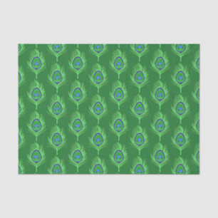 Papel De Seda Penas de Peacock, Verde limão no Emerald Green