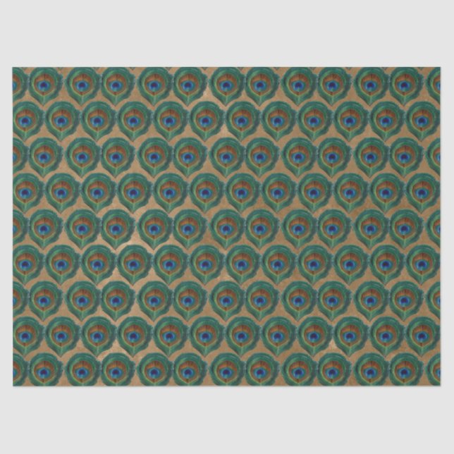 Papel De Seda Penas dos Olhos de Peacock em Tan (Frente )