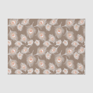 Papel De Seda Penas Pêssegos Brancas e Pêssegos em Taupe Tan