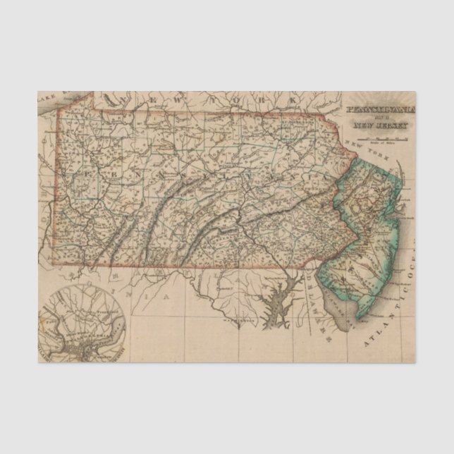 Papel De Seda Pensilvânia, New-jersey (Frente )