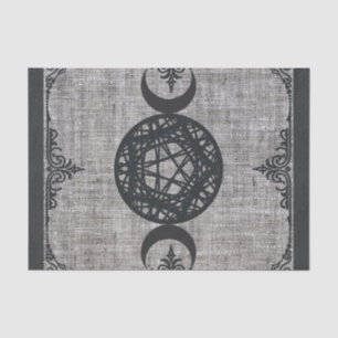 Papel De Seda Pentagrama da Tríplice Lua da Magia Negra Vintage