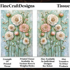 Papel De Seda Peões Textos, Jardim de Algodão CV9LR Decoupage