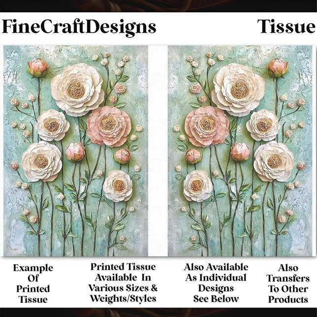 Papel De Seda Peões Textos, Jardim de Algodão CV9LR Decoupage (Criador carregado)