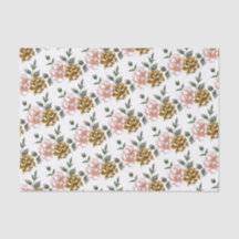 Papel de Seda Peônia Bronze e Rosa