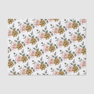 Papel de Seda Peônia Bronze e Rosa