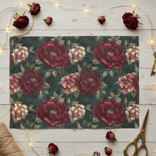 Papel De Seda Peônia Romântica Escura Burgundy (Criador carregado)