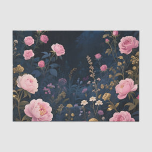 Papel De Seda Peônia Rosa Jardim da Meia-Noite em Flor