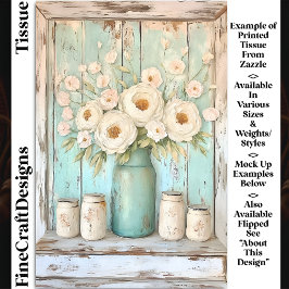 Papel De Seda Peônias Creme Shabby Chic, Jarra Aqua DV5R Decoupa