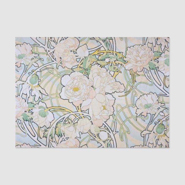 Papel De Seda Peônias de Alphonse Mucha (Frente )