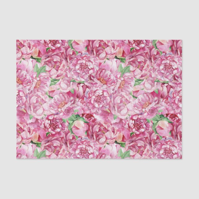 Papel De Seda Peônias de cor-de-água rosa (Frente )