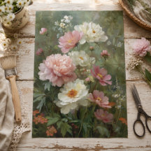 Peônias e Flores Silvestres Românticas Vintage em 
