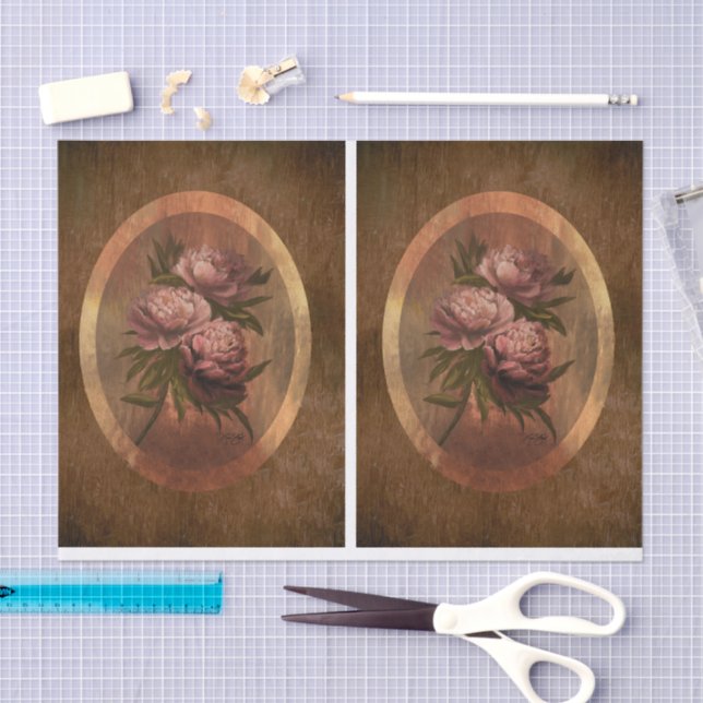 Papel De Seda Peônias Pintadas DBL (Arte )