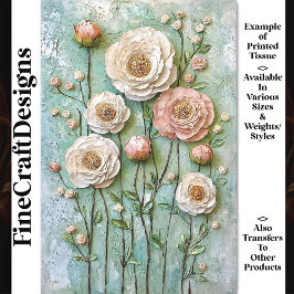 Papel De Seda Pêonias Texturizadas, Decoupage BDR6 do Jardim de 