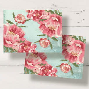 Papel De Seda Peony Floral Rosa Vermelho Cor-De-Rosa Retro Vinta