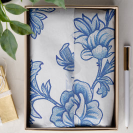 Papel De Seda Peony Rosa de Chinoiserie Azul e Branca