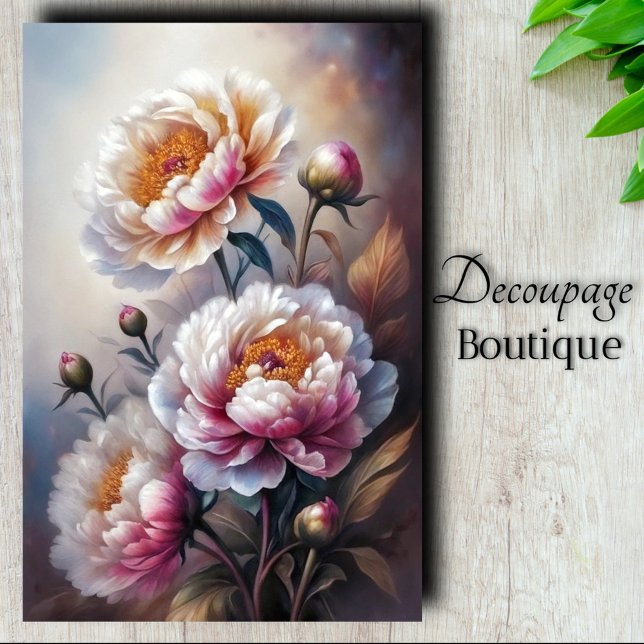 Papel De Seda Peony Whispers Decoupage (Peony Whisper Decoupage Tissue Paper)