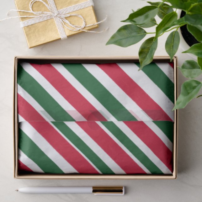 Papel De Seda Peppermint Stick Stripes in Red, Green, and White (Presente)