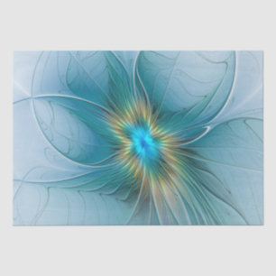 Papel De Seda Pequena Bela Moderna Flor de Arte Fractal Azul Dou