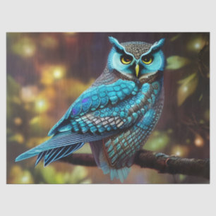 Papel De Seda Pequena coruja Turquesa