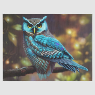 Papel De Seda Pequena coruja Turquesa