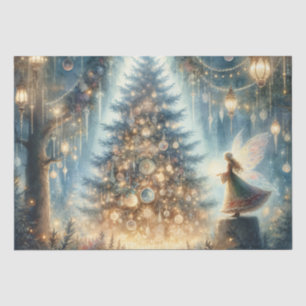 Papel De Seda Pequena Fada de Natal numa Floresta Encantada