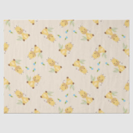 Papel De Seda Pequena girafa fofa floral marrom