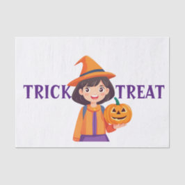 Papel De Seda Pequena Menina Pumpkin Trick ou Treine