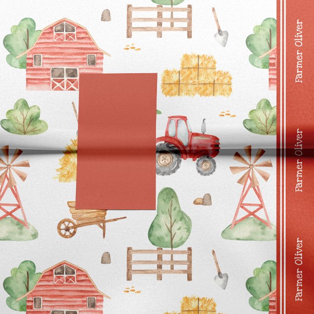 Papel De Seda Pequenas Crianças Bonitas Padrão Farmer com Nome (Criador carregado)