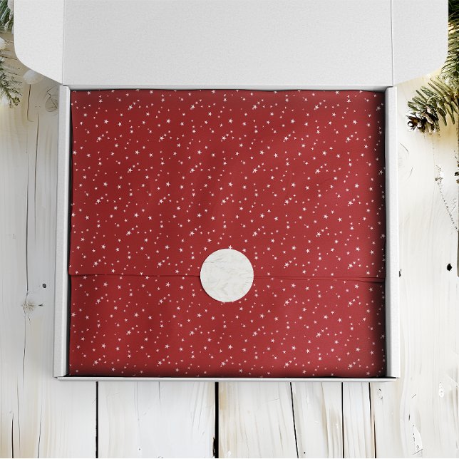 Papel De Seda Pequenas estrelas brancas no Natal Vermelho (Criador carregado)