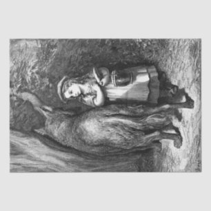 Papel De Seda Pequeno Capuchinho Vermelho Conhece o Velho Padre