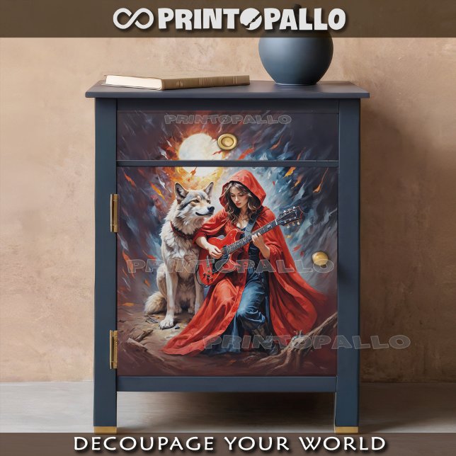 Papel De Seda Pequeno capuz vermelho e Banda do lobo Rock (Criador carregado)