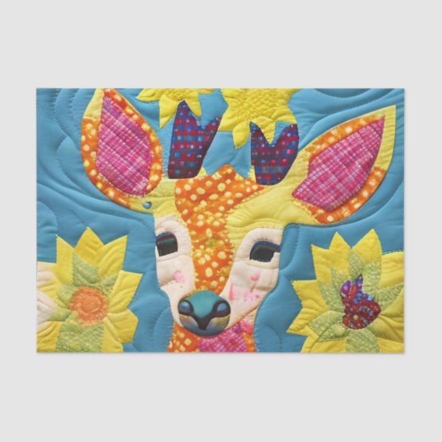 Papel De Seda Pequeno Deer Quilt Como Design (Frente )