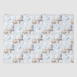 Papel De Seda Pequeno Neve Azul de Natal