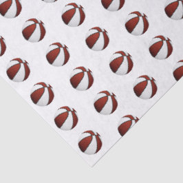 Papel De Seda pequeno padrão de basquetebol branco e grená