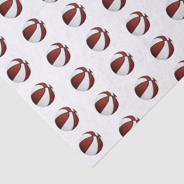 Papel De Seda pequeno padrão de basquetebol branco e grená (Detalhes)