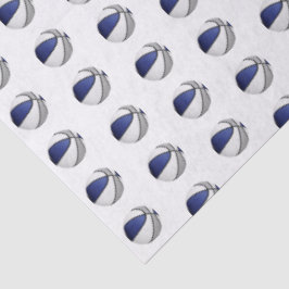 Papel De Seda pequeno padrão de basquetebol cinza azul