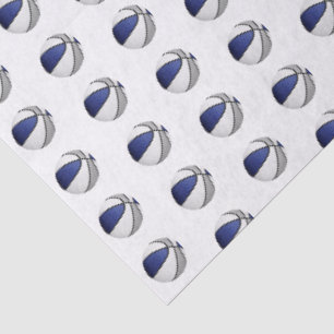 Papel De Seda pequeno padrão de basquetebol cinza azul