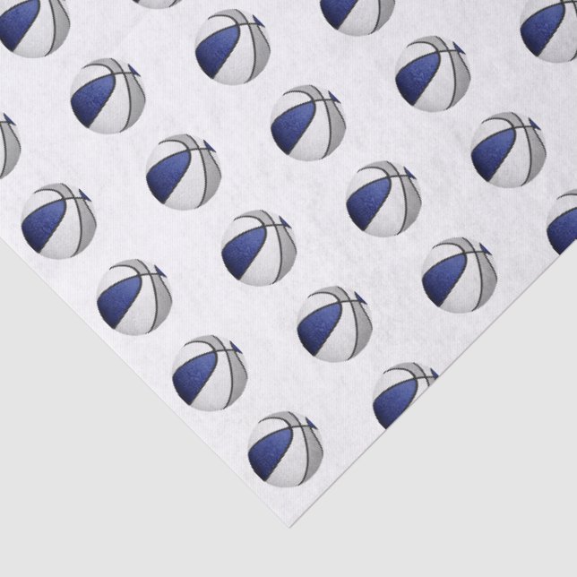 Papel De Seda pequeno padrão de basquetebol cinza azul (Detalhes)