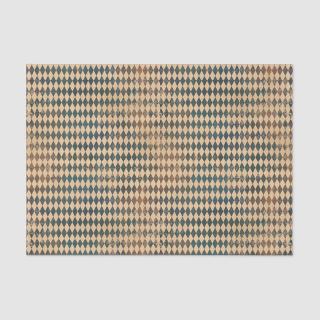 Papel De Seda Pequeno Padrão de Diamante Harlequin (Frente )