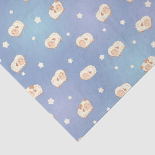 Papel De Seda Pequeno padrão de ovelha bonito em azul