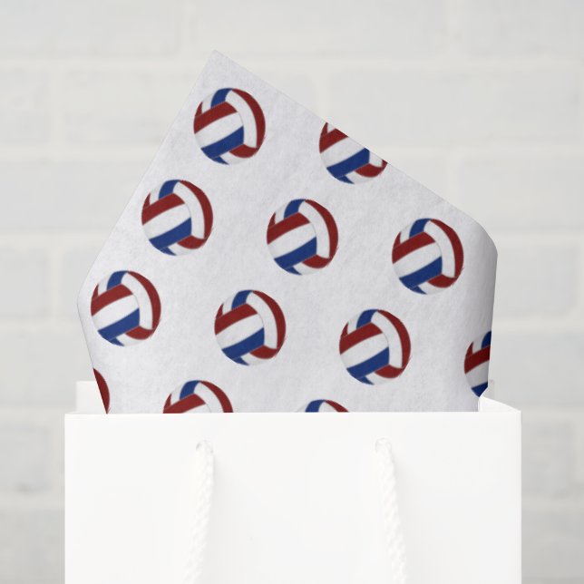 Papel De Seda pequeno padrão de voleibol azul grená (Sacola de presentes)