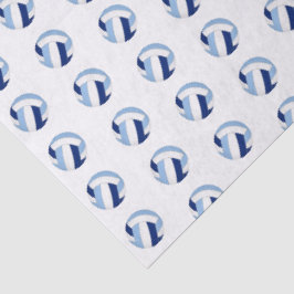 Papel De Seda pequeno padrão de voleibol branco azul