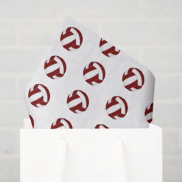 Papel De Seda pequeno padrão de voleibol branco grená