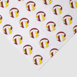 Papel De Seda pequeno padrão de voleibol dourado grená
